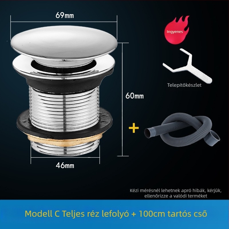 Fürdőkádban pedálos rugós leeresztő dugó, TPE anyag, lefolyó kiegészítő zuhanyzószobához