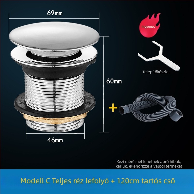 Fürdőkádban pedálos rugós leeresztő dugó, TPE anyag, lefolyó kiegészítő zuhanyzószobához