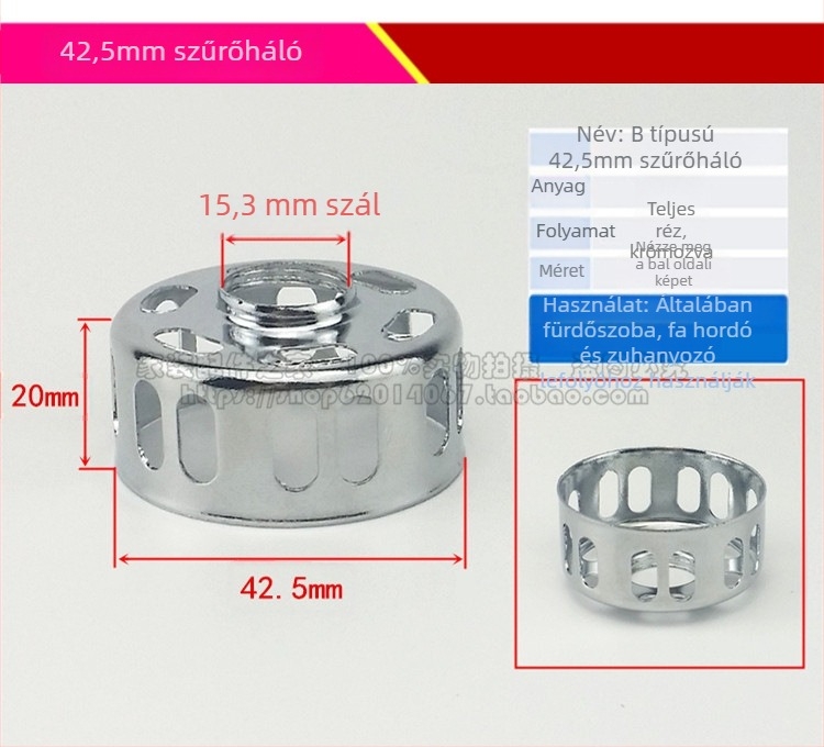 KBQ1 pop-up lefolyó mosdóhoz fedéllel és szűrőháló kosárral