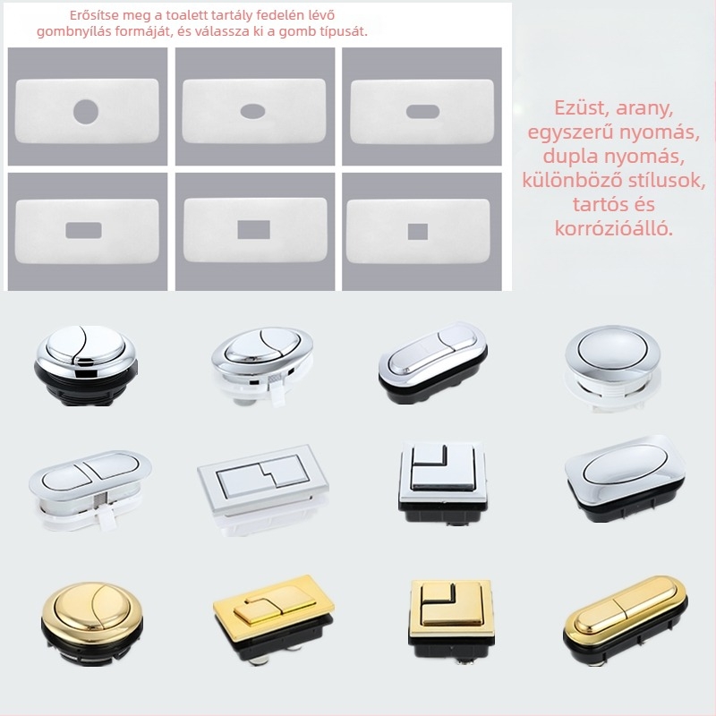 Kerámia WC-öblítő gomb, univerzális dupla gomb, egygombos működés, retró stílus, CE-tanúsítvány