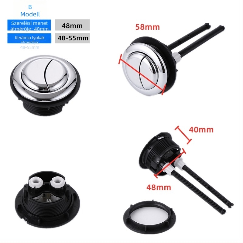 Kerámia WC-öblítő gomb, univerzális dupla gomb, egygombos működés, retró stílus, CE-tanúsítvány