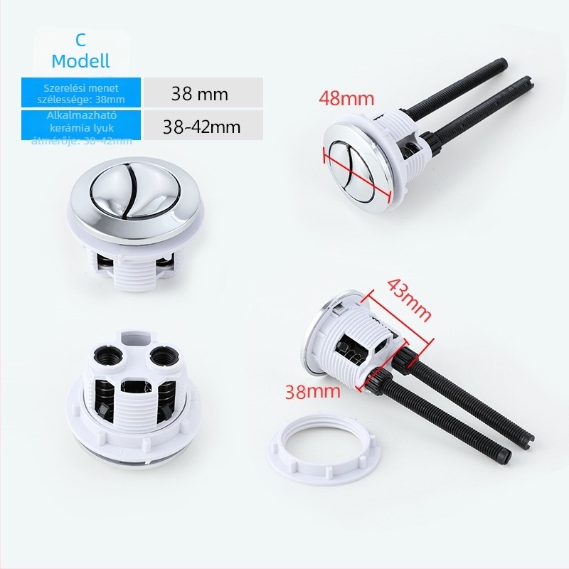 Kerámia WC-öblítő gomb, univerzális dupla gomb, egygombos működés, retró stílus, CE-tanúsítvány