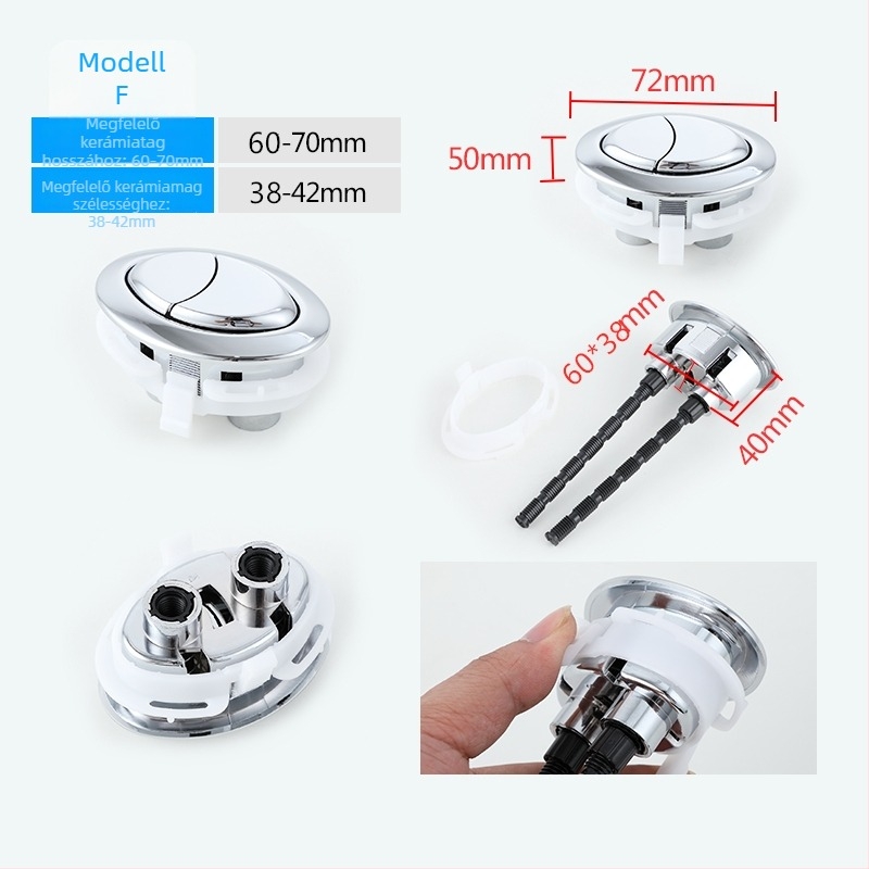 Kerámia WC-öblítő gomb, univerzális dupla gomb, egygombos működés, retró stílus, CE-tanúsítvány