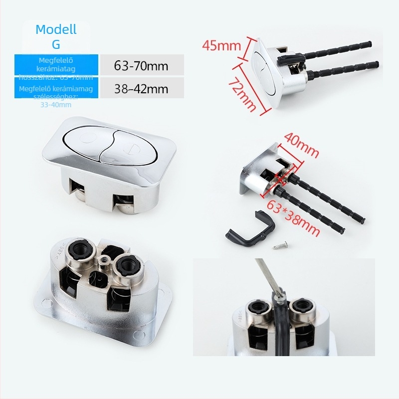 Kerámia WC-öblítő gomb, univerzális dupla gomb, egygombos működés, retró stílus, CE-tanúsítvány