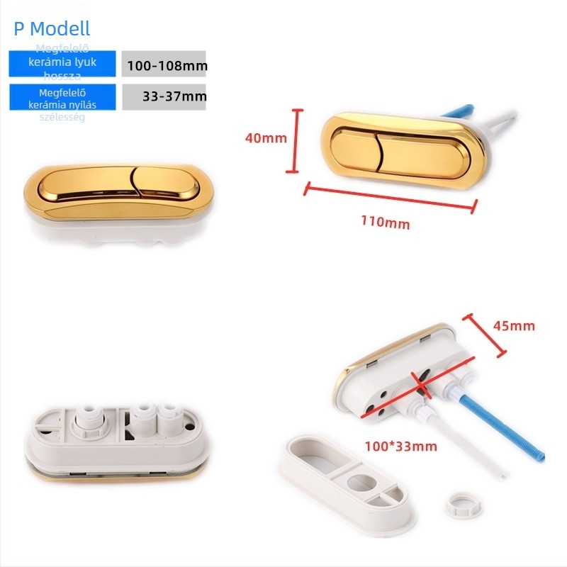 Kerámia WC-öblítő gomb, univerzális dupla gomb, egygombos működés, retró stílus, CE-tanúsítvány