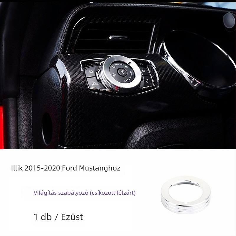 Mustang középkonzol gomb dekoratív gyűrű, alumíniumötvözet, modell FTym, 2015–2020 kompatibilis