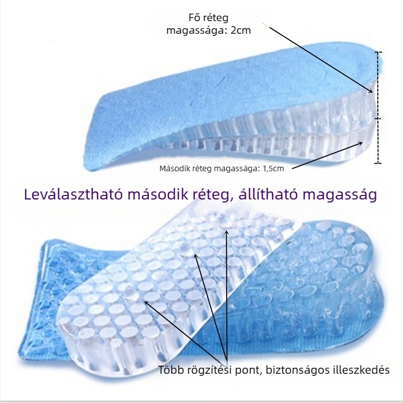 Szilikon magasságot növelő talpbetét, láthatatlan, méhsejt szerkezetű légáteresztő kialítás, modell zgdqk01, férfiak és nők számára, alkalmas bőrcipőkhöz, csizmához, hétköznapi és sportcipőkhöz