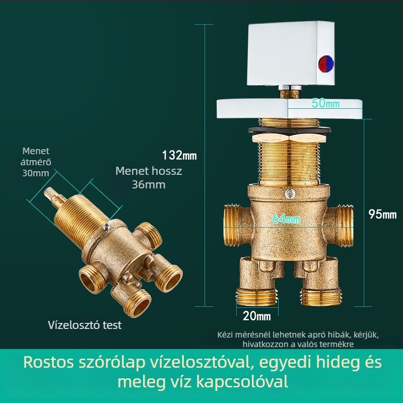 Sárgaréz fürdőkádt háromrészes csaptelep készlet vízválasztóval, átalakító szeleppel és meleg/hideg víz kapcsolóval (könnyű luxus stílus)