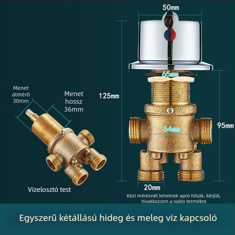 Sárgaréz fürdőkádt háromrészes csaptelep készlet vízválasztóval, átalakító szeleppel és meleg/hideg víz kapcsolóval (könnyű luxus stílus)