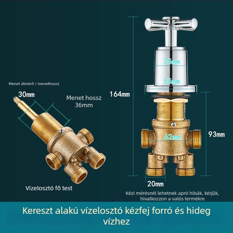 Sárgaréz fürdőkádt háromrészes csaptelep készlet vízválasztóval, átalakító szeleppel és meleg/hideg víz kapcsolóval (könnyű luxus stílus)