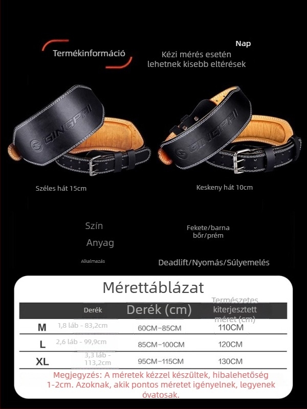 Bőr fitnesz deréköv guggoláshoz és nehéz felhúzásokhoz – derékvédelem
