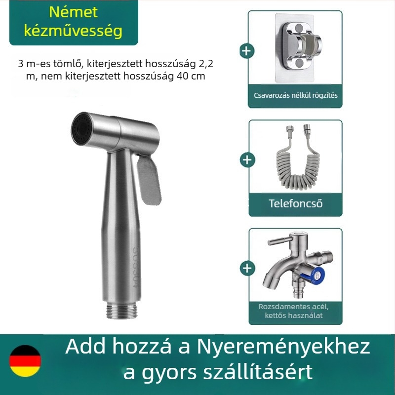 Kézi WC-szórópisztoly bidével, nagy nyomású vízsugár, fürdőszobai zuhanyfej
