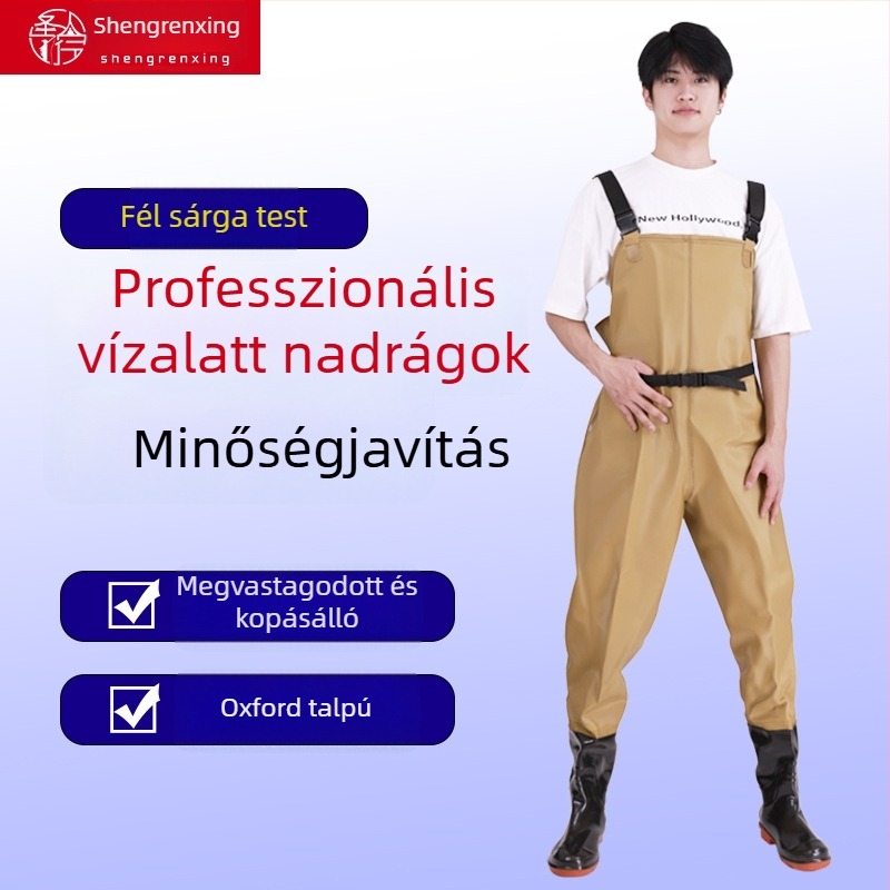 Uniszex PVC vízálló wading nadrág horgászathoz, megerősített, kopásálló és szélálló, egész éves használatra