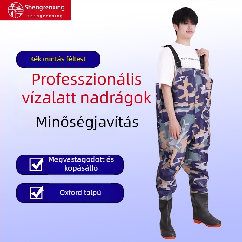 Uniszex PVC vízálló wading nadrág horgászathoz, megerősített, kopásálló és szélálló, egész éves használatra