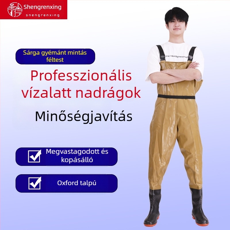 Uniszex PVC vízálló wading nadrág horgászathoz, megerősített, kopásálló és szélálló, egész éves használatra