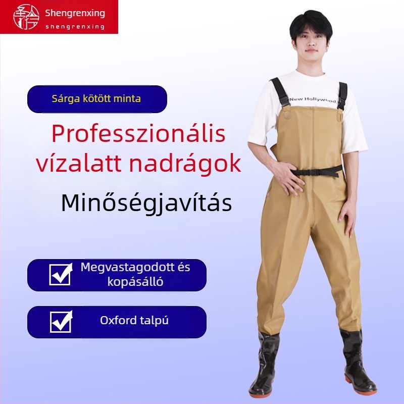 Uniszex PVC vízálló wading nadrág horgászathoz, megerősített, kopásálló és szélálló, egész éves használatra