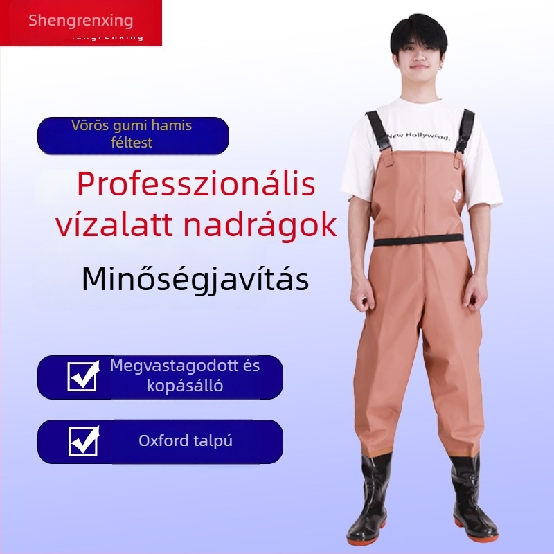 Uniszex PVC vízálló wading nadrág horgászathoz, megerősített, kopásálló és szélálló, egész éves használatra