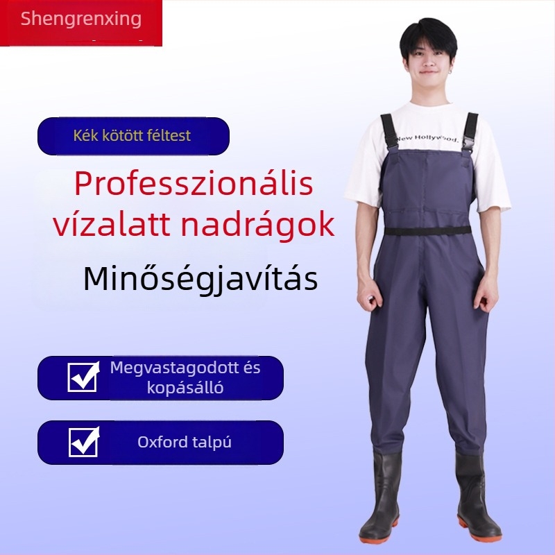 Uniszex PVC vízálló wading nadrág horgászathoz, megerősített, kopásálló és szélálló, egész éves használatra