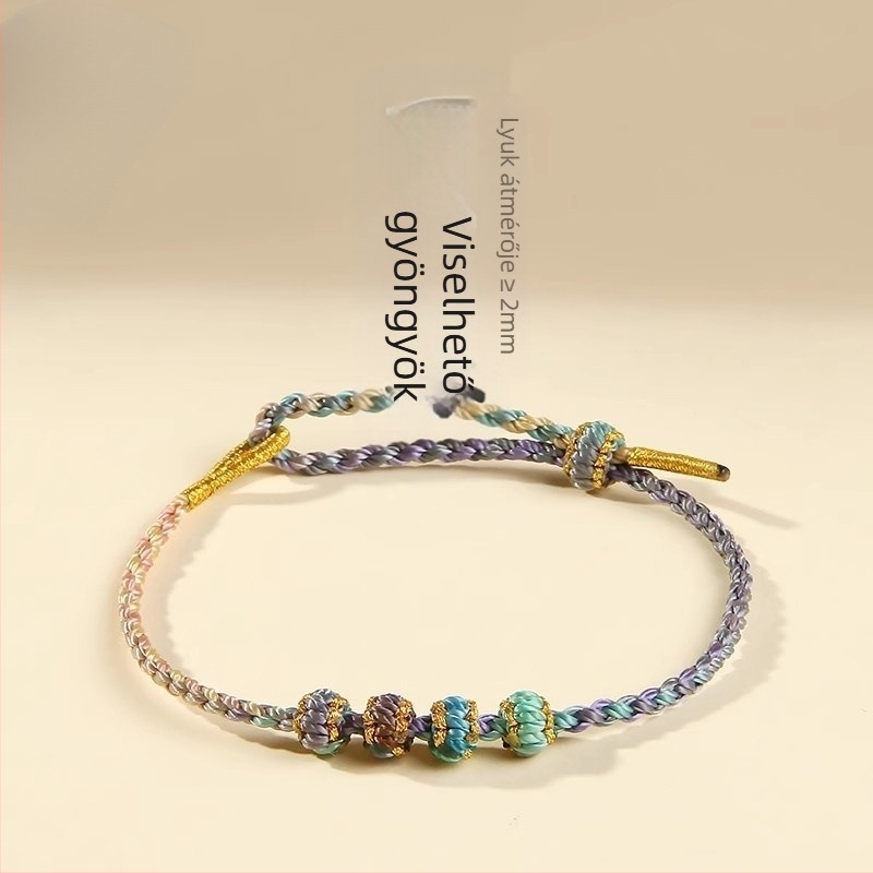 Kézzel kötött zsinóros karkötő, etnikus stílus, uniszex (2025 nyár)