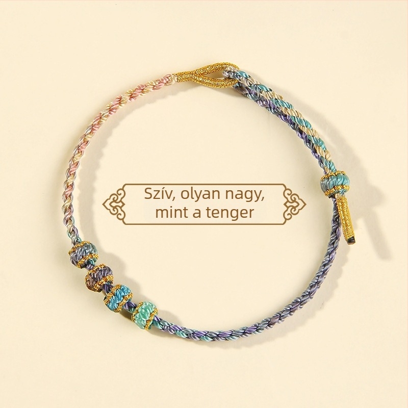 Kézzel kötött zsinóros karkötő, etnikus stílus, uniszex (2025 nyár)