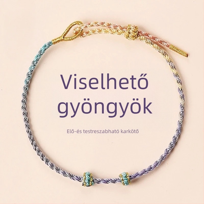 Kézzel kötött zsinóros karkötő, etnikus stílus, uniszex (2025 nyár)