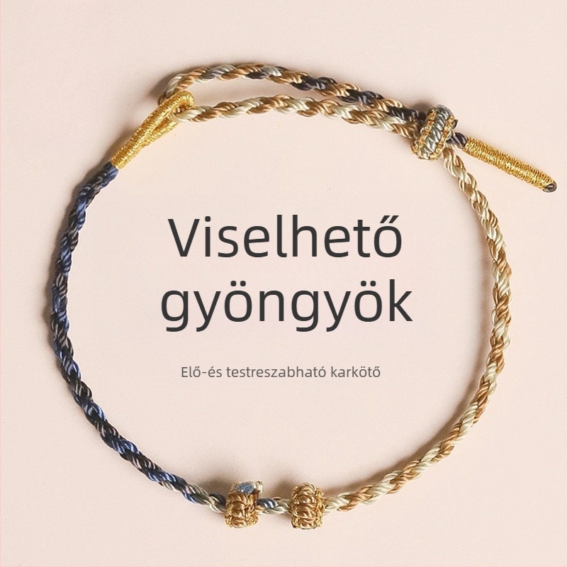 Kézzel kötött zsinóros karkötő, etnikus stílus, uniszex (2025 nyár)