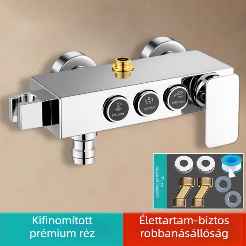 Fali zuhanyfej rejtett keverővel, 304 rozsdamentes acélból, modern stílus, háromrészes készlet, injektálással gyártott kivitel