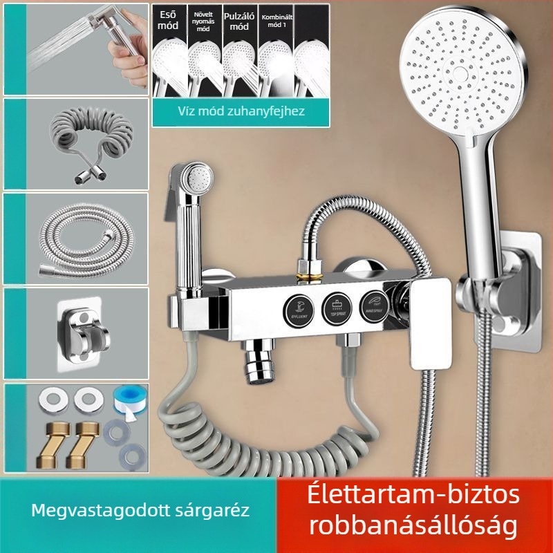 Fali zuhanyfej rejtett keverővel, 304 rozsdamentes acélból, modern stílus, háromrészes készlet, injektálással gyártott kivitel