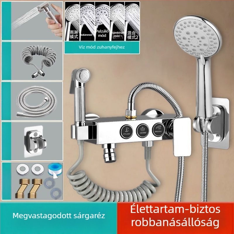 Fali zuhanyfej rejtett keverővel, 304 rozsdamentes acélból, modern stílus, háromrészes készlet, injektálással gyártott kivitel