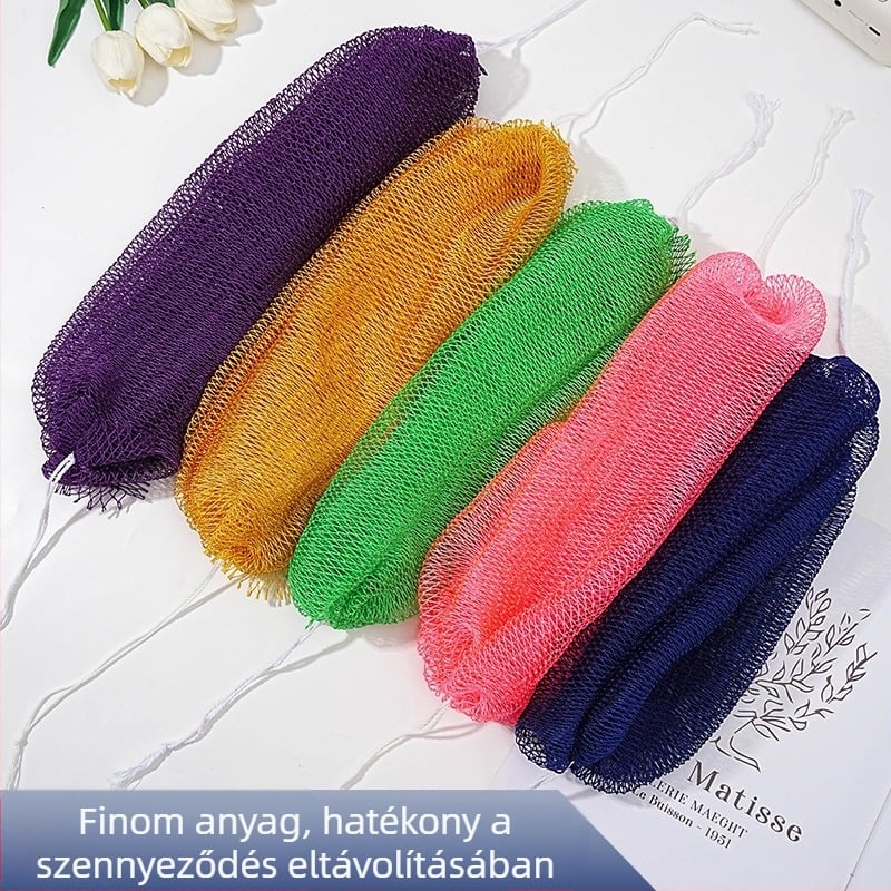Exfoliáló fürdő törölköző nylon hálós textúrával, hosszú húzózsinórral és magas rugalmassággal