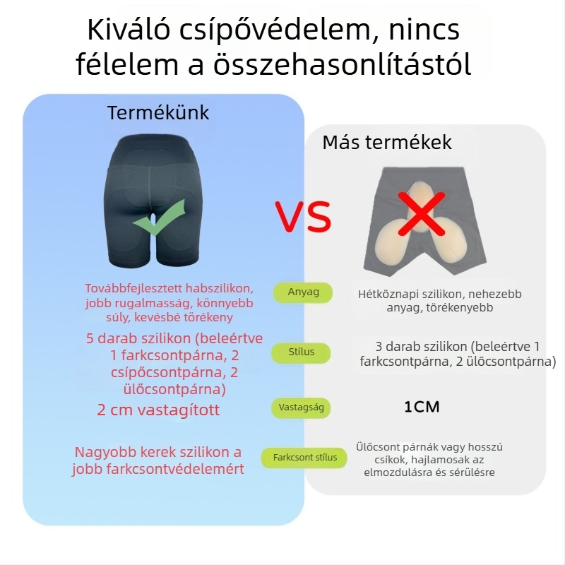 Síeléshez puha szilikonból készült csípővédő párna – belső védelem férfiak és nők számára