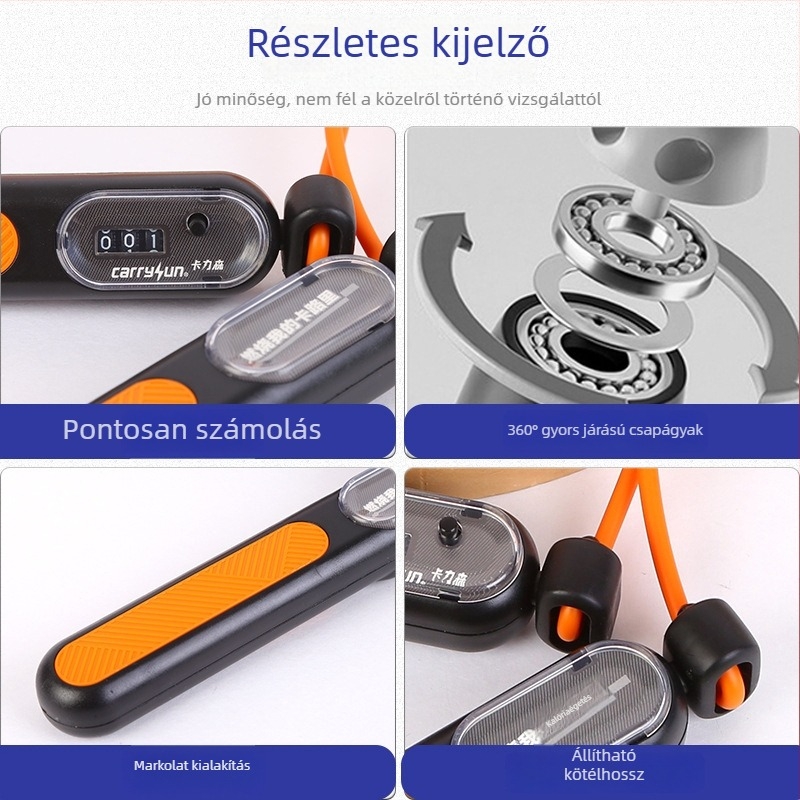 Mechanikus számlálóval ellátott ugrókötél - kaliszténika edzés, modell 001, ABS és PVC