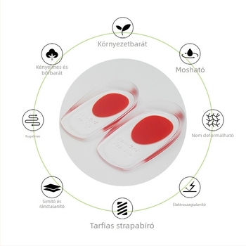 U‑alakú sarokbetét, vastagított láthatatlan magasság növelő talpbetét, ütéscsillapítás, csúszásmentes, modell DDL001, sportcipőkhöz, bőr és hétköznapi cipőkhöz