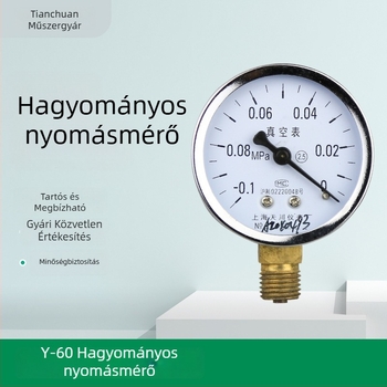 Tianchuan Z-60 vákuummérő, axiális típus, -0,1–2,4 MPa tartomány