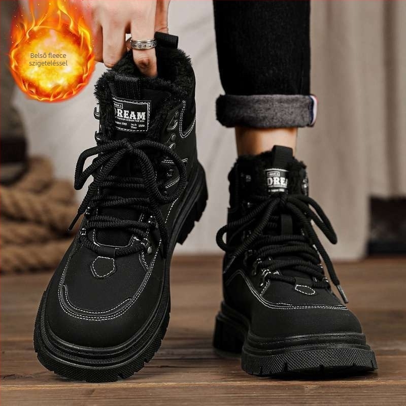Férfi PU felületű magas szárú bakancsok, vízálló, csúszásmentes, túrázáshoz