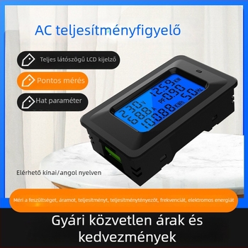 AC digitális teljesítménymérő LCD kijelzővel, háztartási többfunkciós elektromos mérő — voltmérő, ampermérő, energia, frekvencia és teljesítménytényező, modell P06s-20A/100A