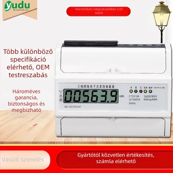 Háromfázisú DIN sínre szerelt elektromos mérő, 380V, négyvezetékes, digitális energia-mérő