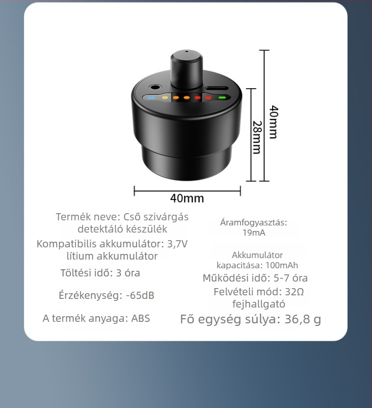 F03 hangforrás-detektor hanghallgatásra, szivárgásészlelésre és hangrögzítésre