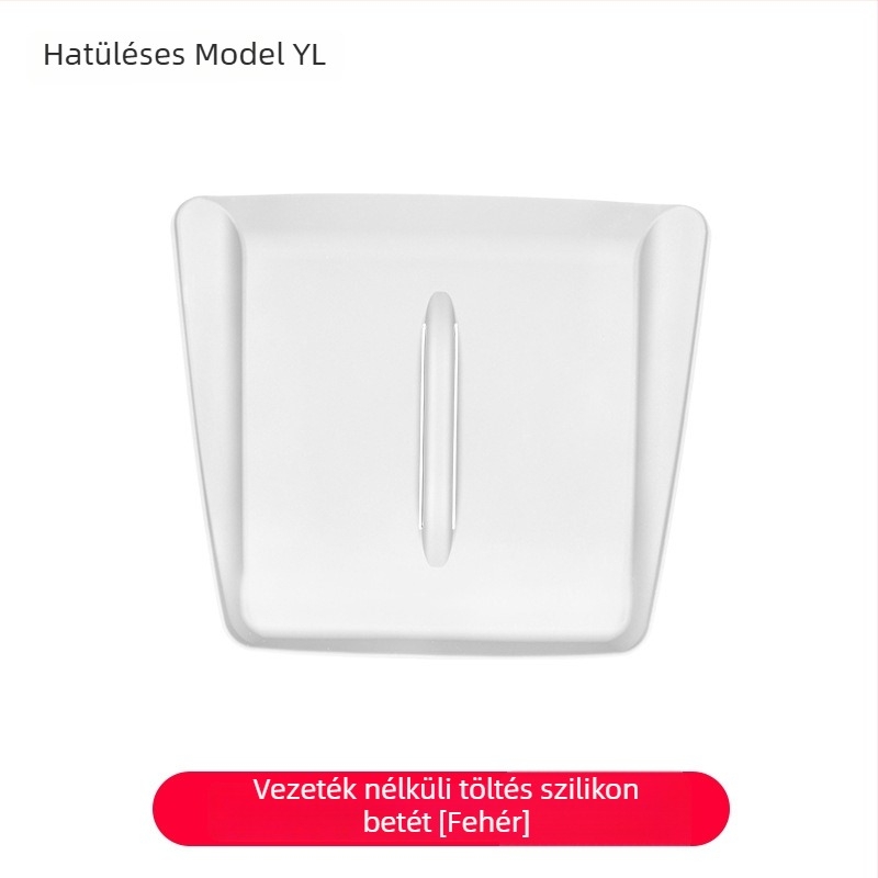 Szilikon középkonzolra illeszkedő vezeték nélküli töltőpad Tesla Model Y/Model 3 – csúszásmentes, dekoratív matrica