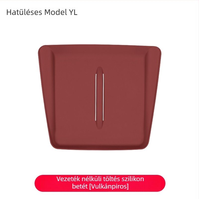 Szilikon középkonzolra illeszkedő vezeték nélküli töltőpad Tesla Model Y/Model 3 – csúszásmentes, dekoratív matrica