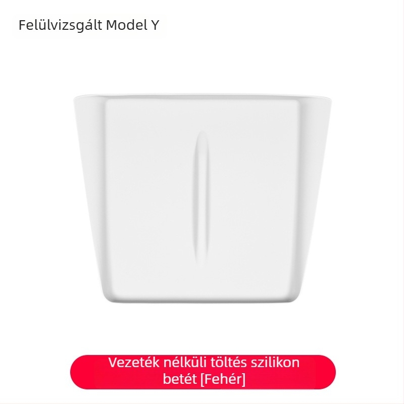 Szilikon középkonzolra illeszkedő vezeték nélküli töltőpad Tesla Model Y/Model 3 – csúszásmentes, dekoratív matrica
