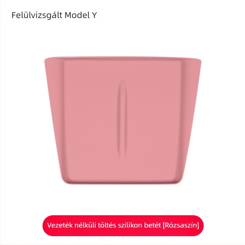 Szilikon középkonzolra illeszkedő vezeték nélküli töltőpad Tesla Model Y/Model 3 – csúszásmentes, dekoratív matrica