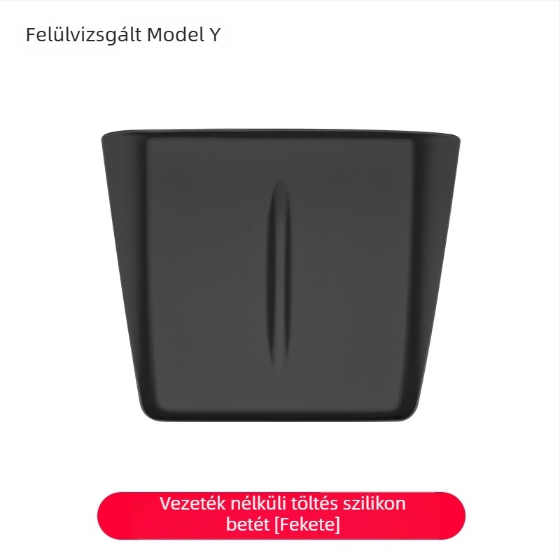 Szilikon középkonzolra illeszkedő vezeték nélküli töltőpad Tesla Model Y/Model 3 – csúszásmentes, dekoratív matrica
