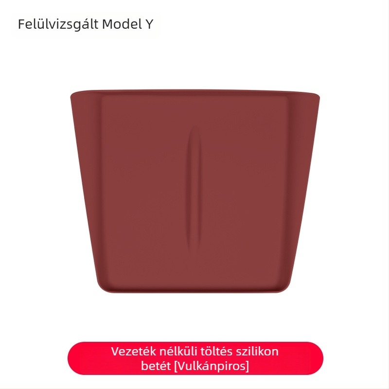 Szilikon középkonzolra illeszkedő vezeték nélküli töltőpad Tesla Model Y/Model 3 – csúszásmentes, dekoratív matrica