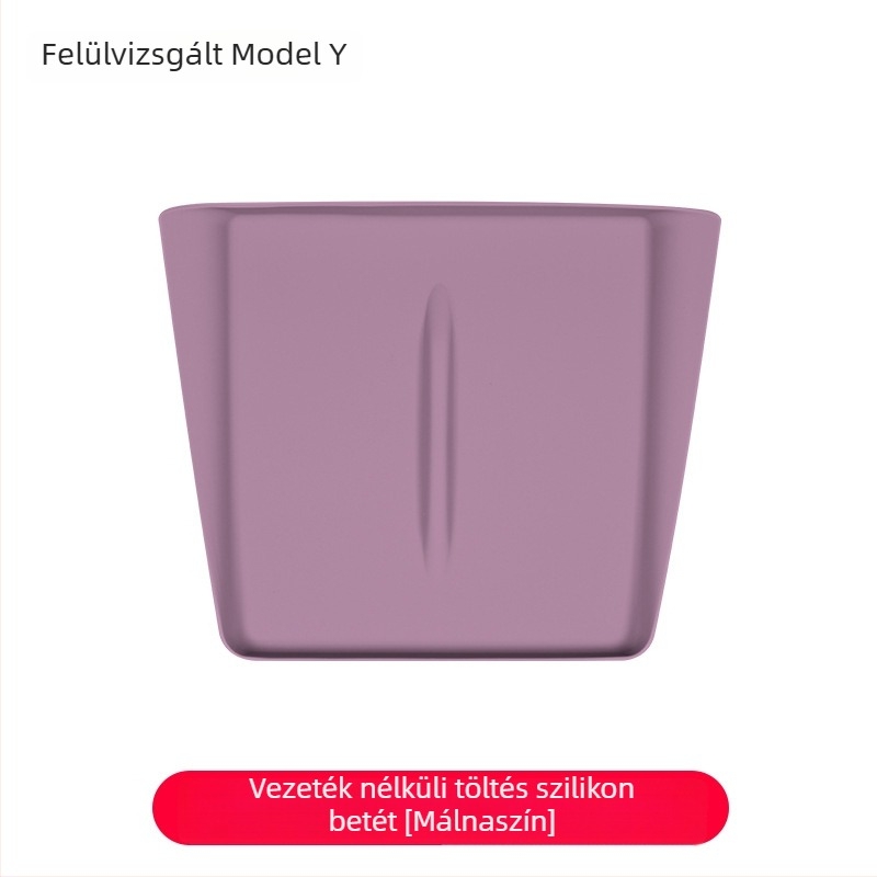 Szilikon középkonzolra illeszkedő vezeték nélküli töltőpad Tesla Model Y/Model 3 – csúszásmentes, dekoratív matrica