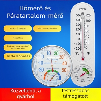 Kör alakú digitális hőmérő-higrométer beltéri használatra, falra szerelhető, kettős mérés