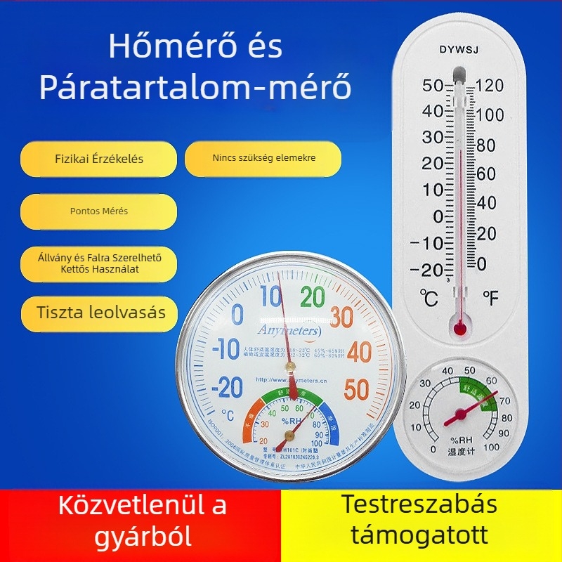 Kör alakú digitális hőmérő-higrométer beltéri használatra, falra szerelhető, kettős mérés