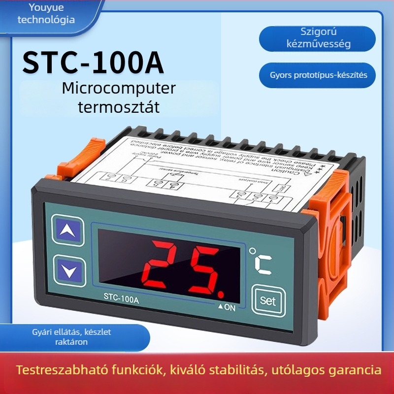 STC-100A mikroprocesszoros termosztát digitális kijelzővel, hőmérséklet-szabályozó készülék hűtésre és fűtésre
