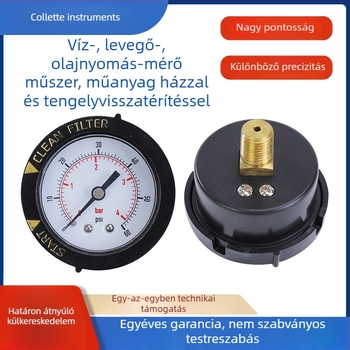 0-60 psi precíz nyomásmérő műanyag házban, 1/4 NPT BSP menet, 40 mm-es dial, M10x1 csatlakozás, medencefűrő/spa szelephez