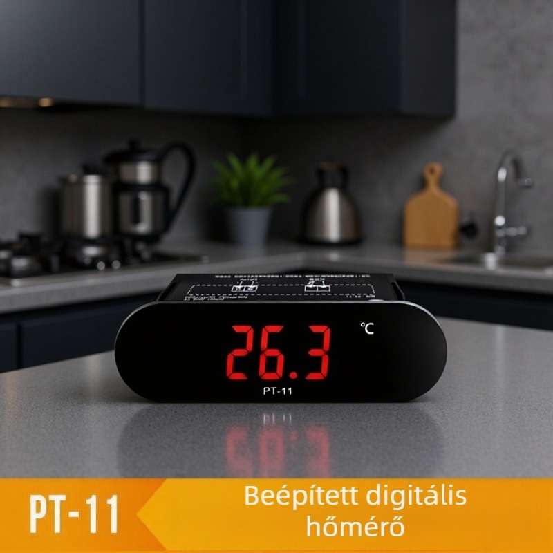 Ringder Pt-11 mini hűtőhőmérő, digitális kijelző, beépített ház, pontosság ±1°C